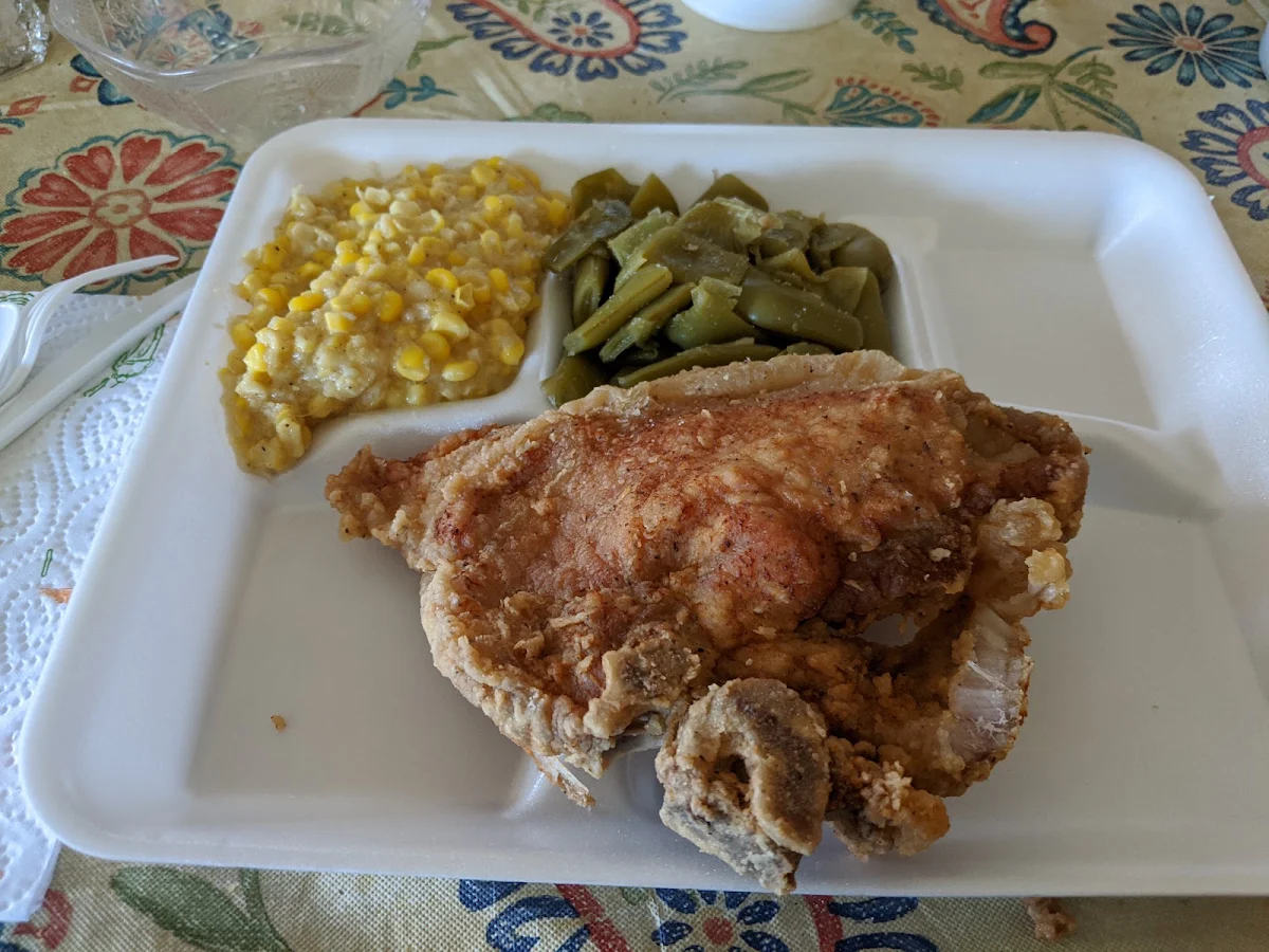 Pork Chops Cream Corn and Green Beans