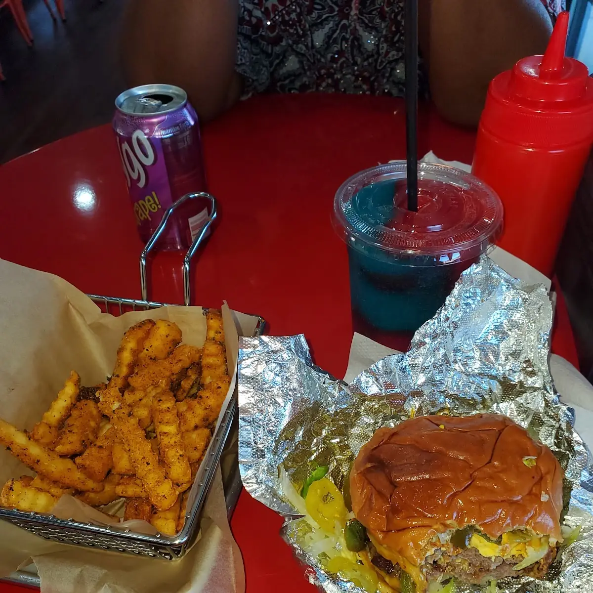 Cajun Fries with a Bacon Double Cheeseburger