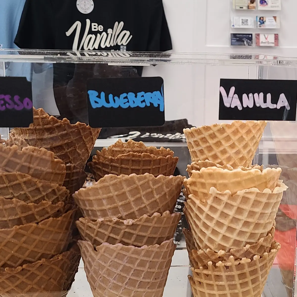 Espresso Blueberry or Vanilla Waffle Cone