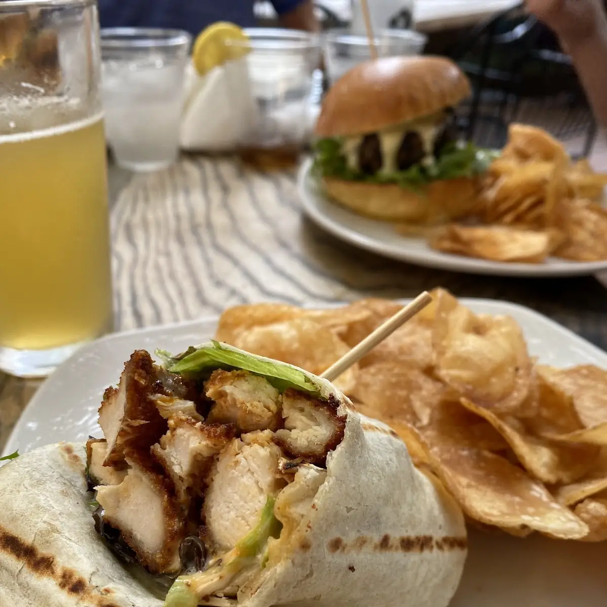 Char-Chicken Wrap with Arugula Provolone Roasted Red Pepper and Pesto