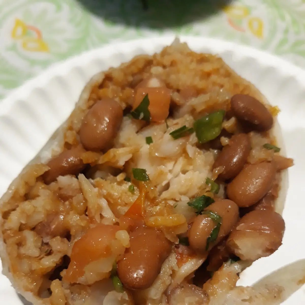Carne Asada with Rice & Refried Beans Guacamole and Salsa and Chips