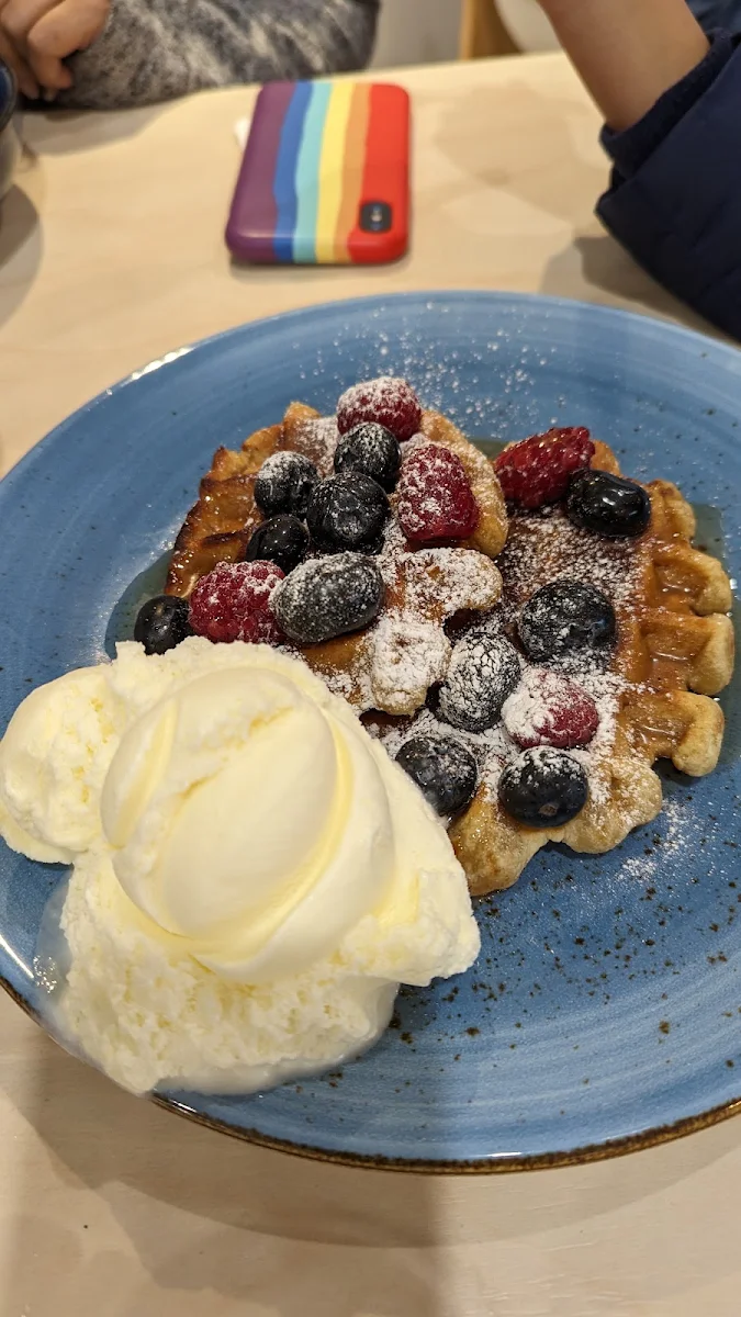 Belgian Waffles, Montano's Patisserie Cafe.