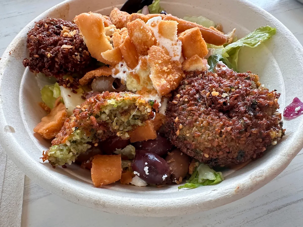 Falafel Salad with Pita Chips