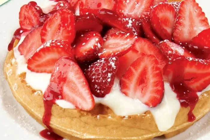 Waffle with Strawberries, Cora's Breakfast & Lunch