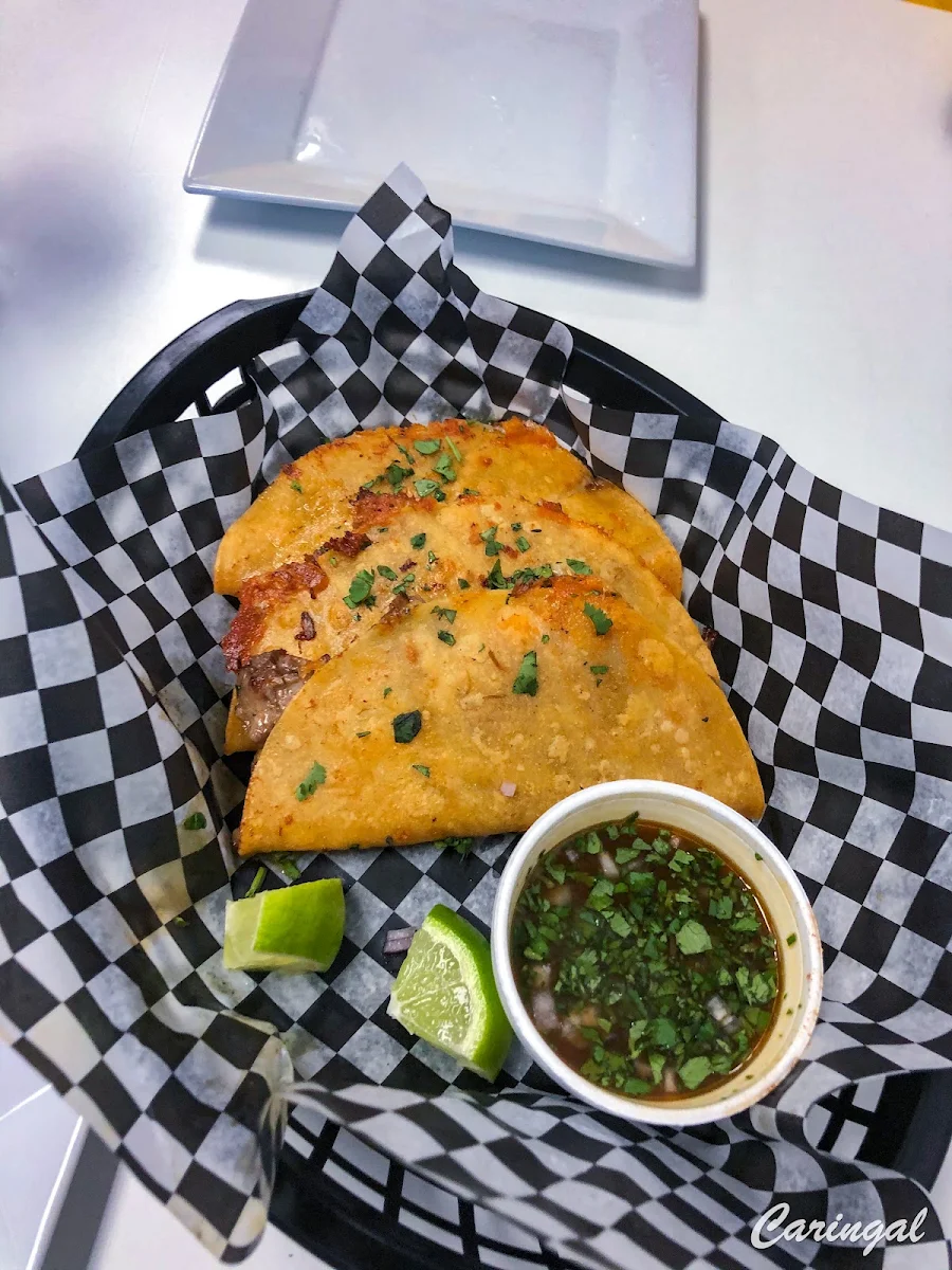 Quesabirria Tacos with Dip, Sabrosito Restaurant (formerly Don Oso's)