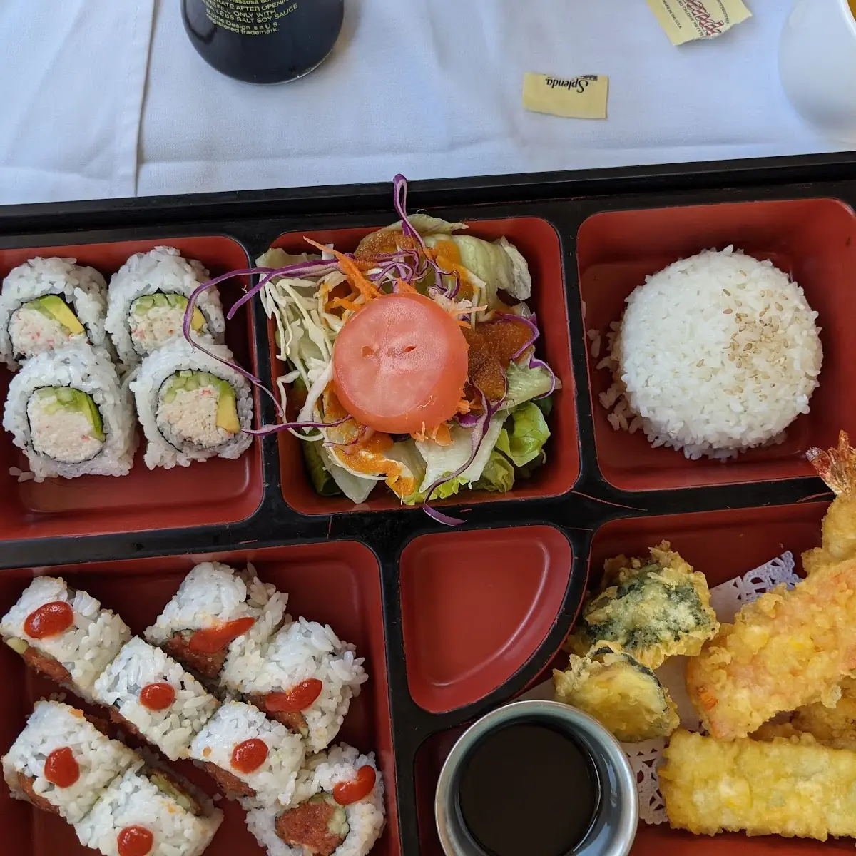 Bento Box with Sushi and Sashimi