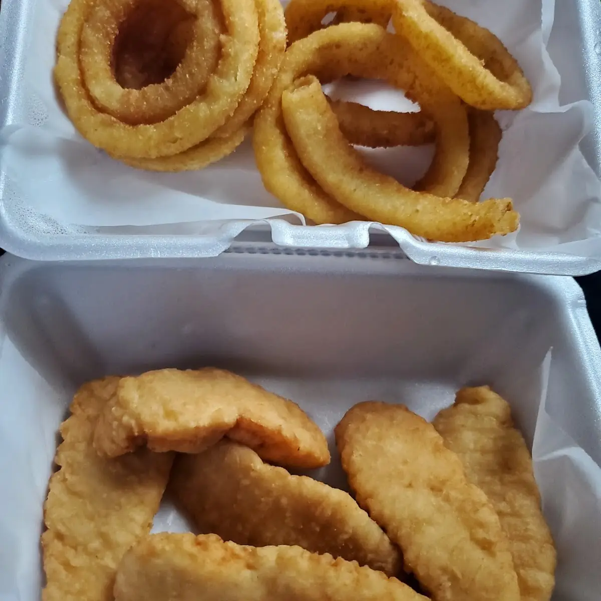 Chicken Fingers with Onion Rings