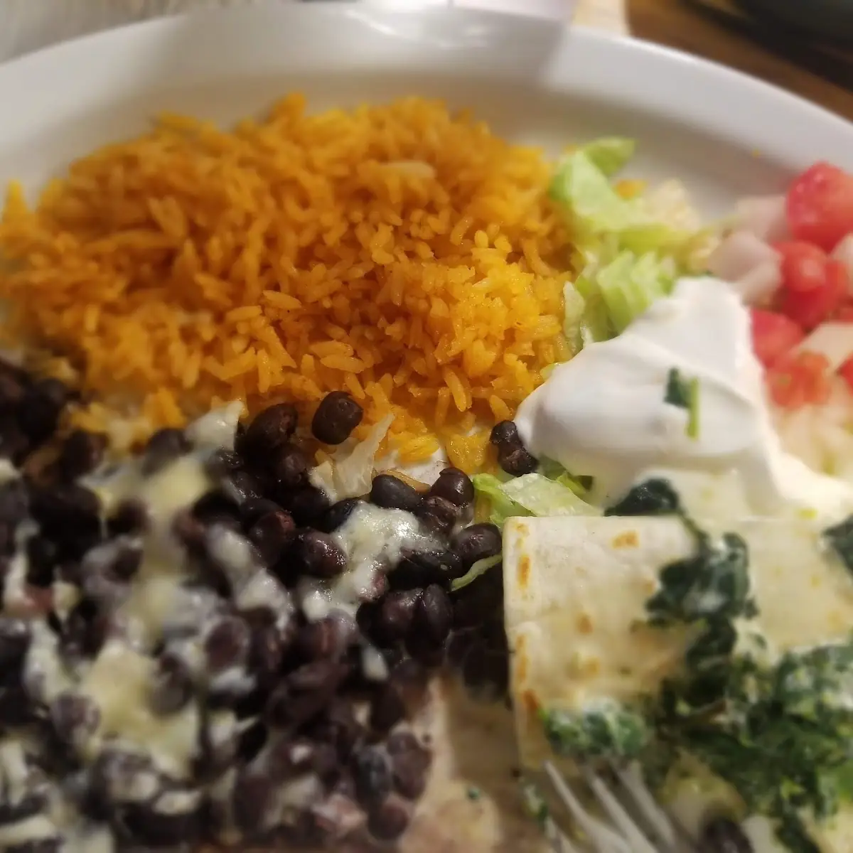 Spinach Enchiladas w Black Beans and Rice