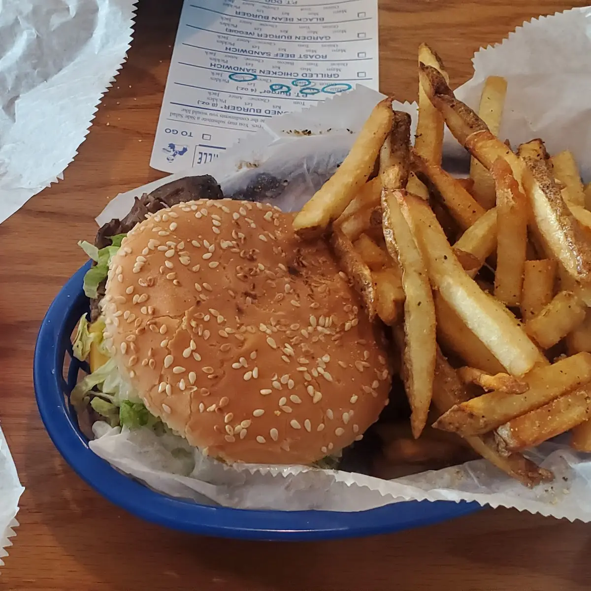 Old Fashioned Burger and Fries