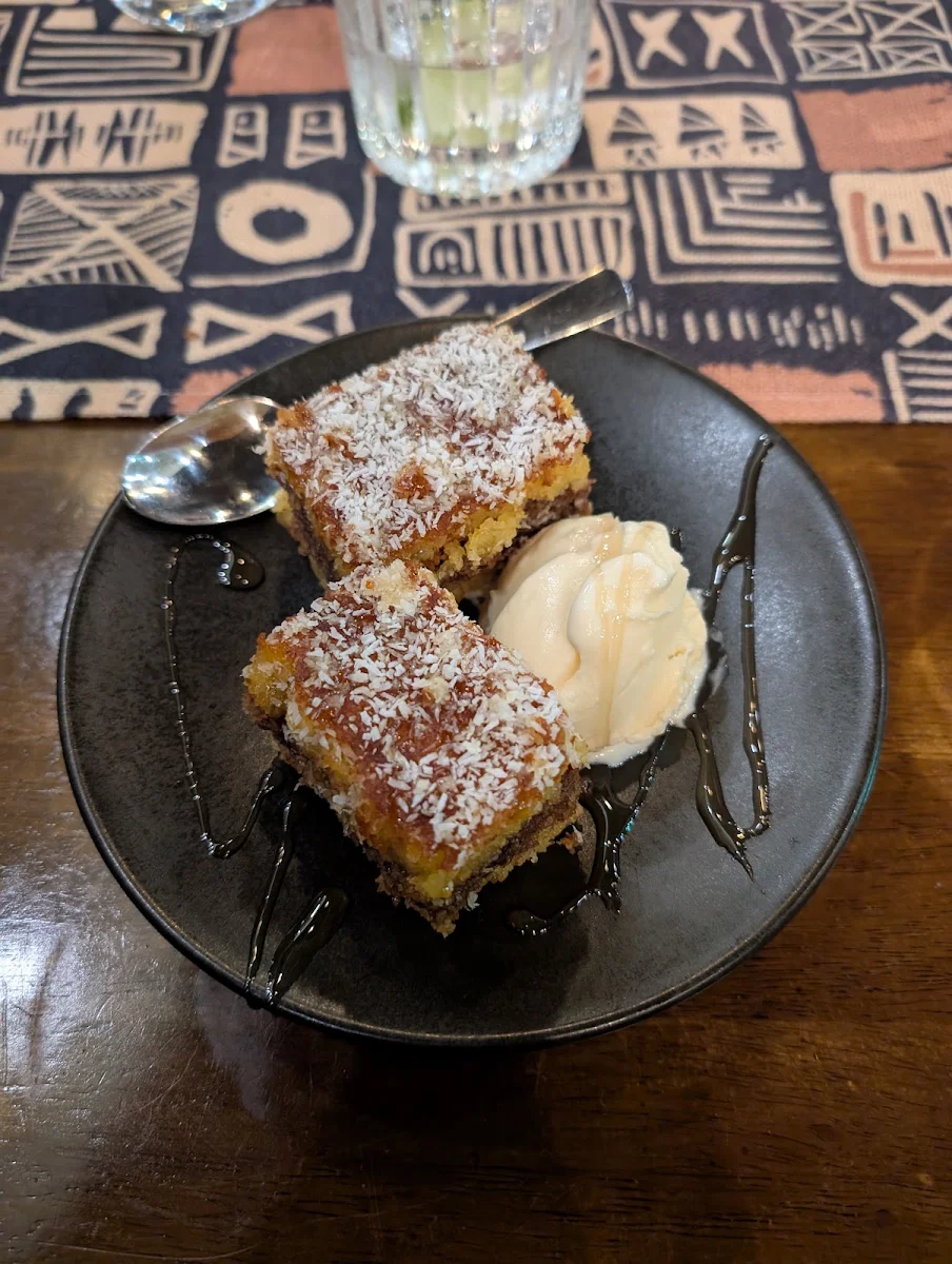 Coconut Cake with Vanilla Ice Cream