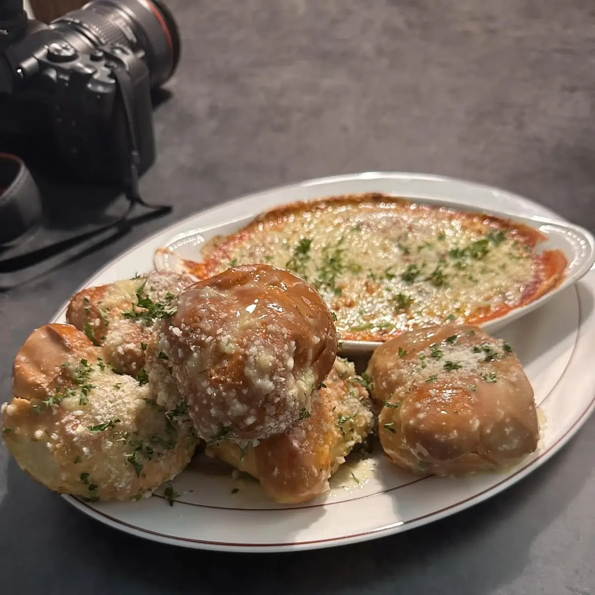 Pasta Bowl with Garlic Bread