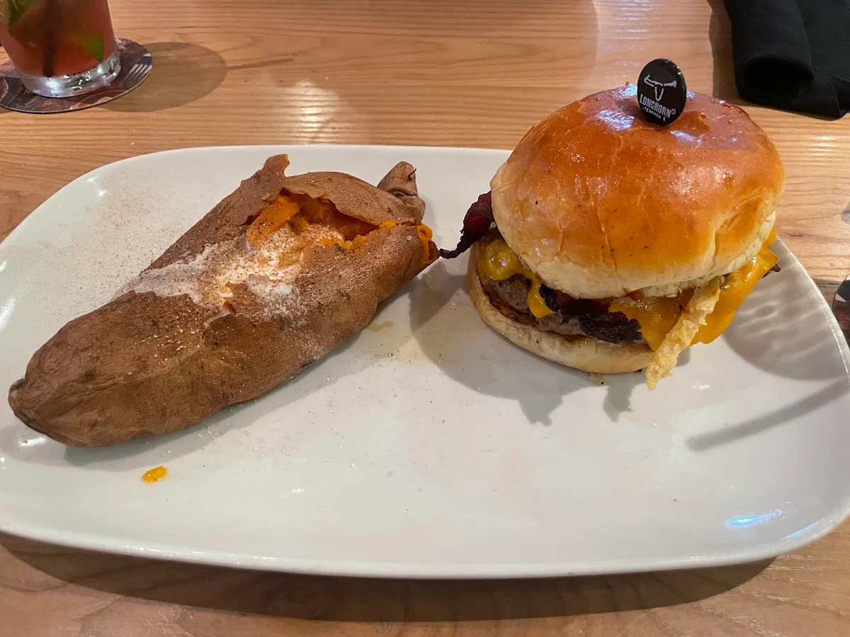 BBQ Burger and Sweet Potato