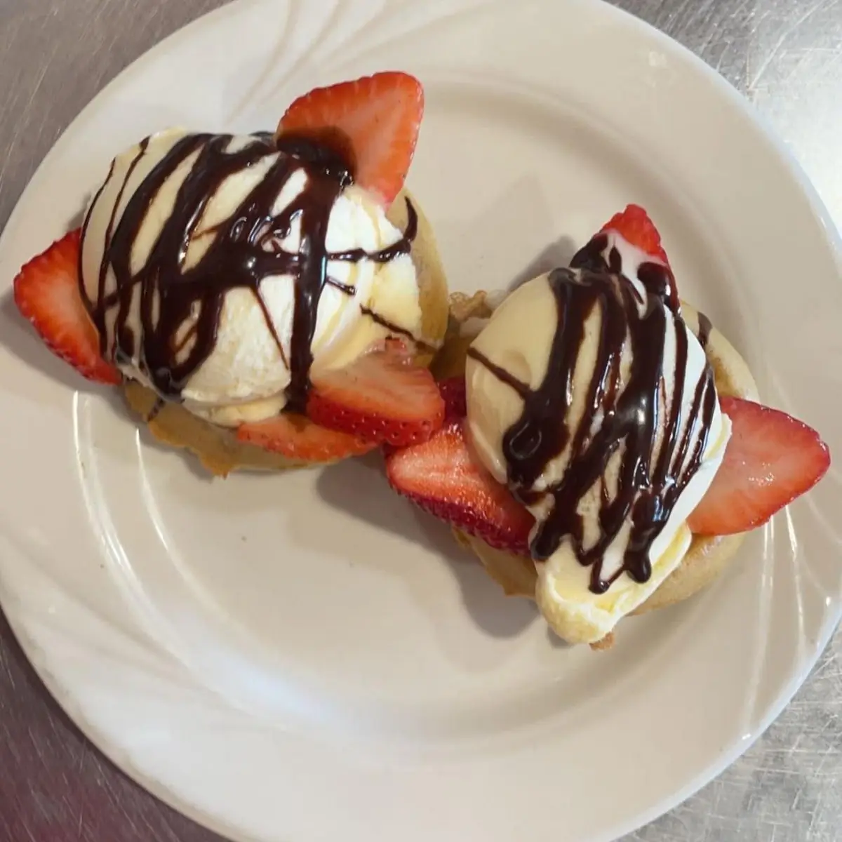 Mini Waffles Vanilla Ice Cream Strawberry Nutella