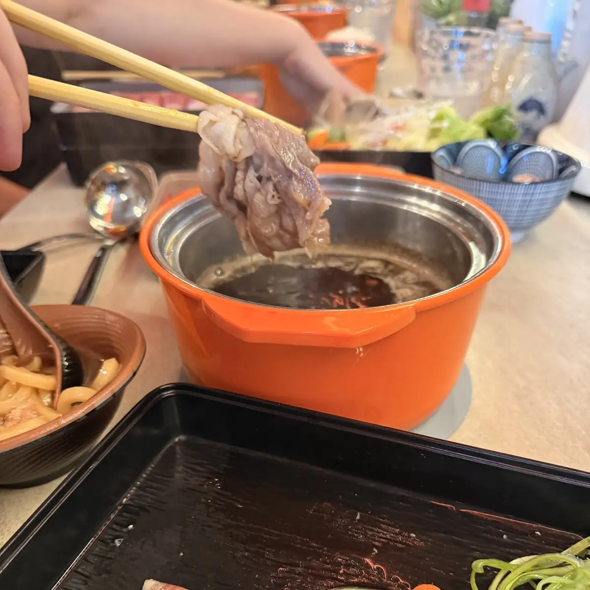 Raw Beef Slices and Vegetables