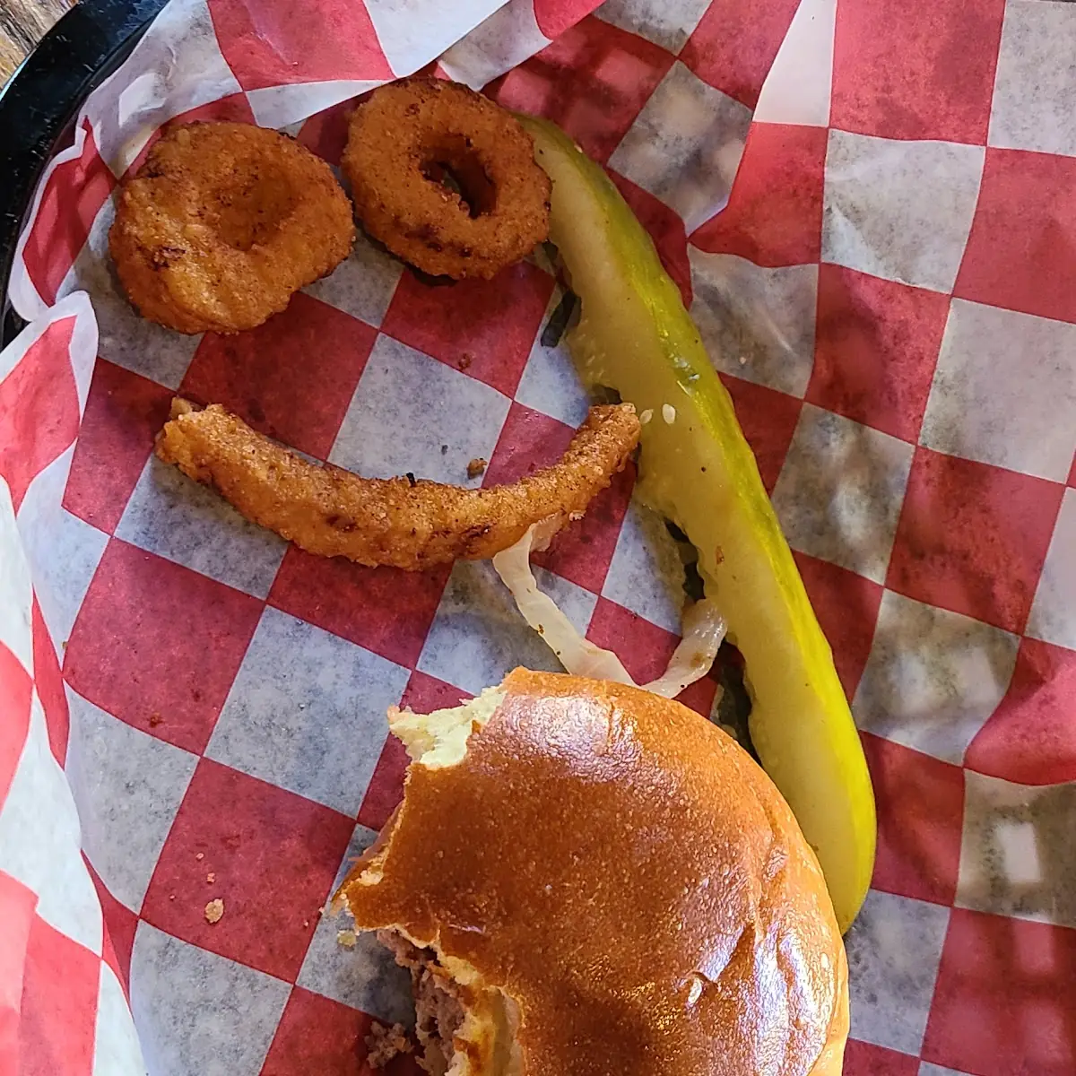 Burger with Onion Rings