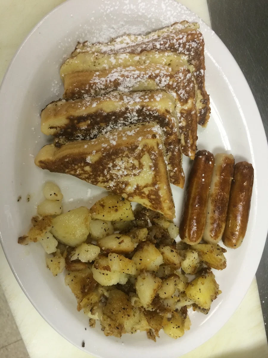 French Toast Sausage & hf, Donut Diner