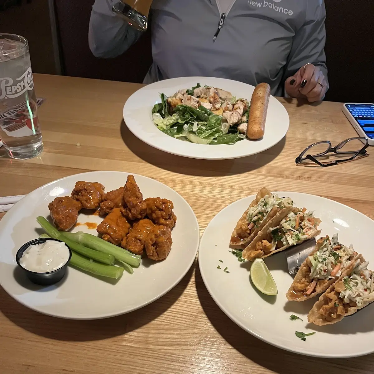 Boneless Wings and Wonton Chicken Tacos