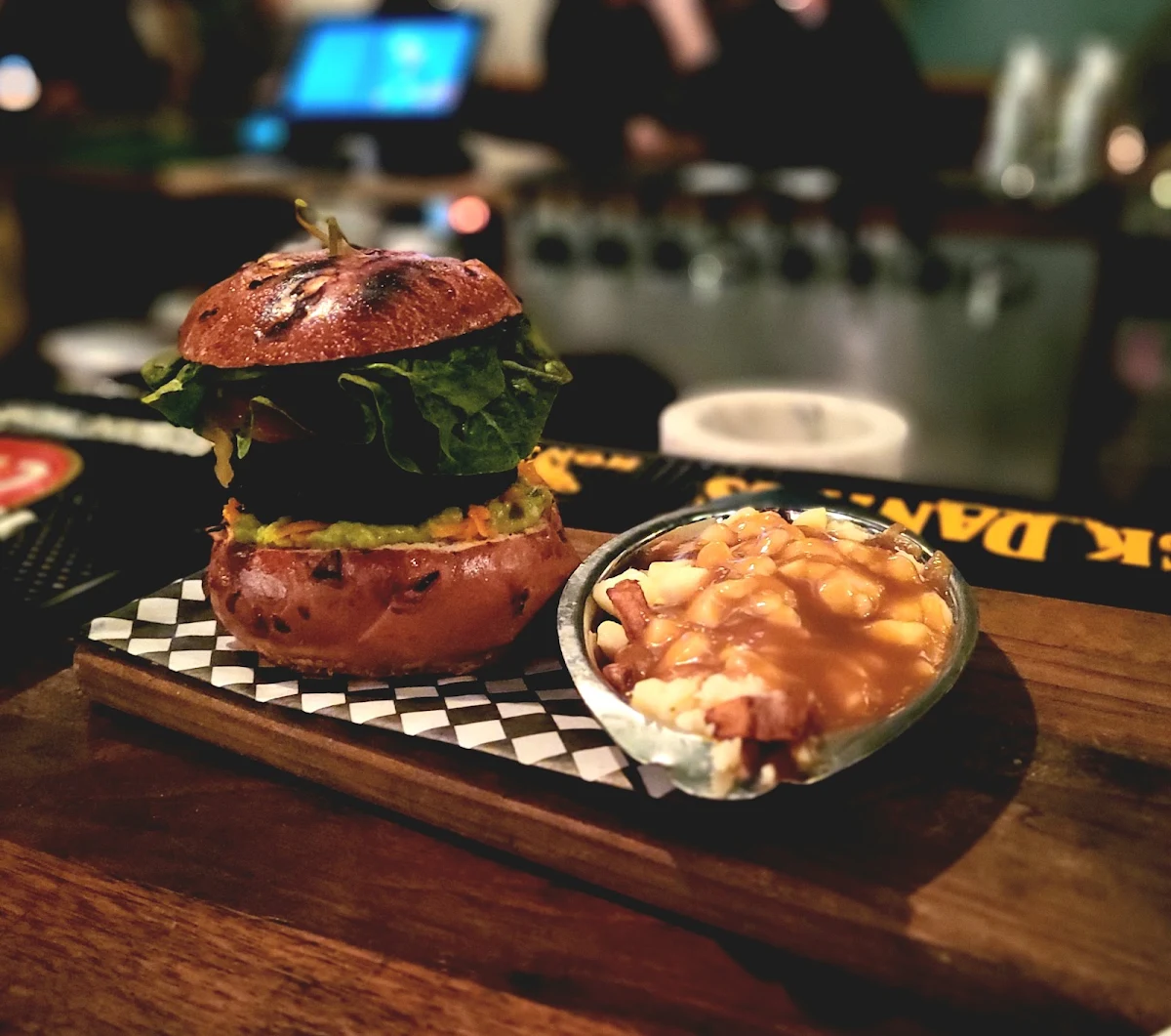 Veggie Burger and Poutine