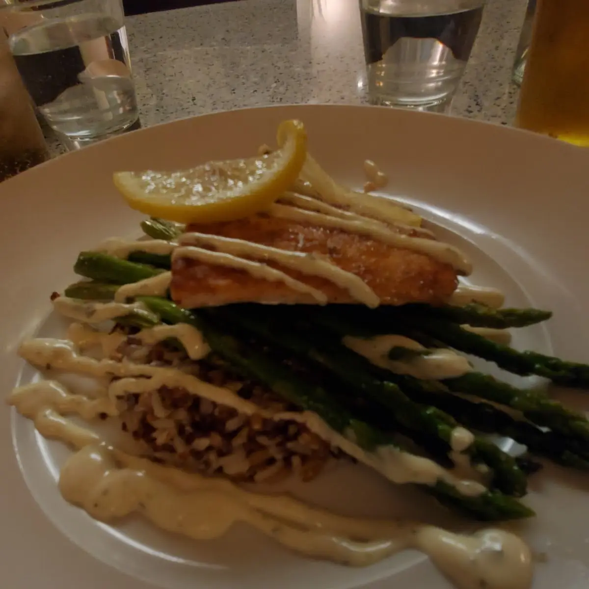 Pan-Seared Lemmon Peppered Salmon with Quinoa Brown Rice and Blood Orange Hollandaise Sauce