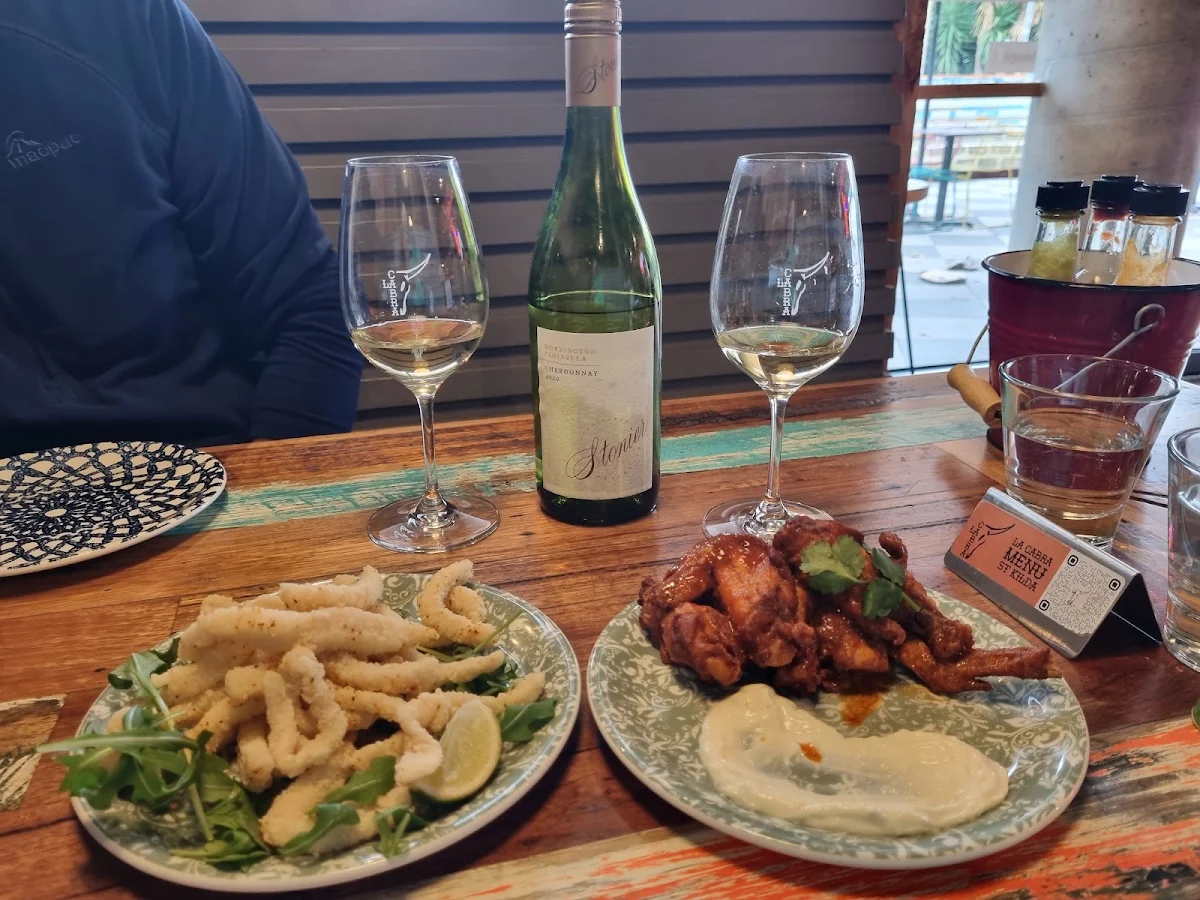 Fried Calamari and Chicken Wings, La Cabra Mexican St Kilda