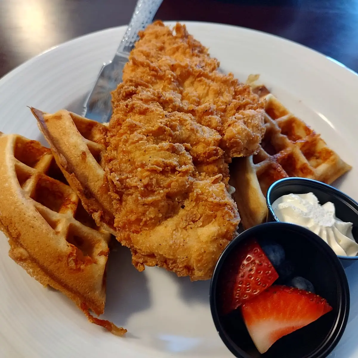 White Cheddar-Bacon Waffle & Fried Chicken
