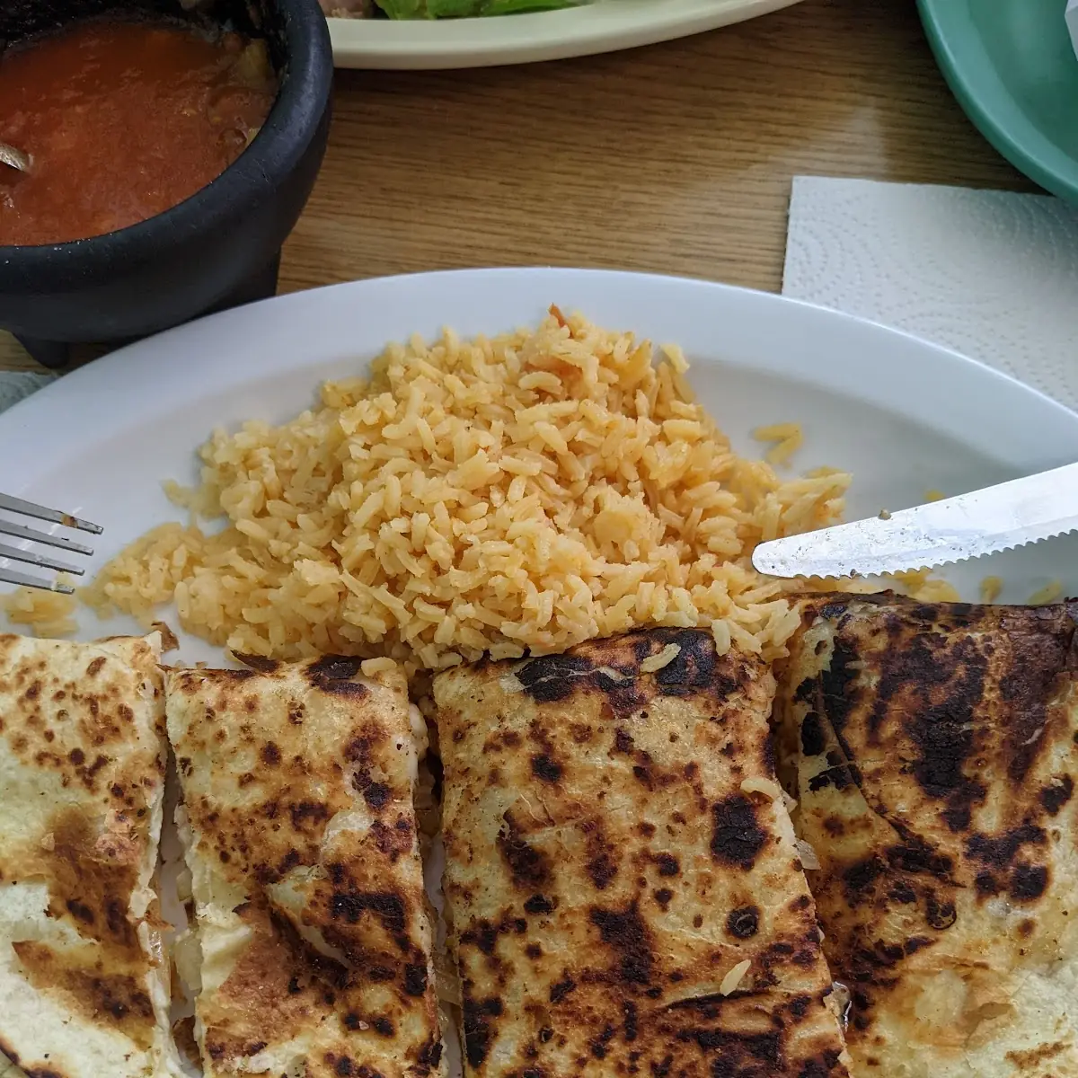Shrimp Quesadilla with Double Mexican Rice