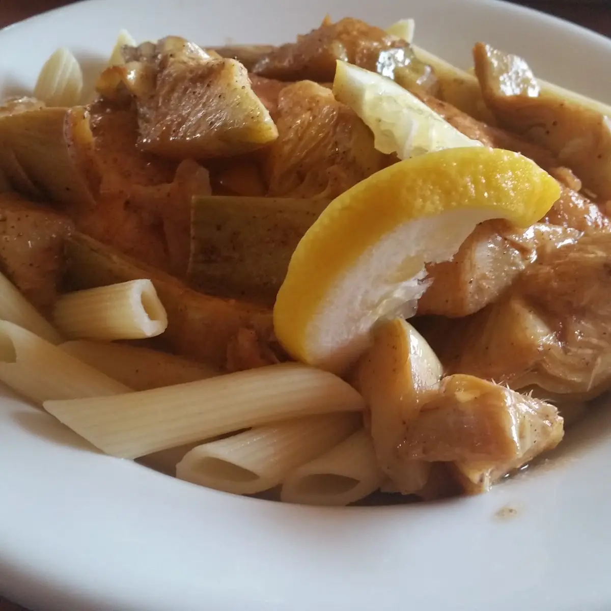 Lemon Artichoke Chicken with Penne Pasta