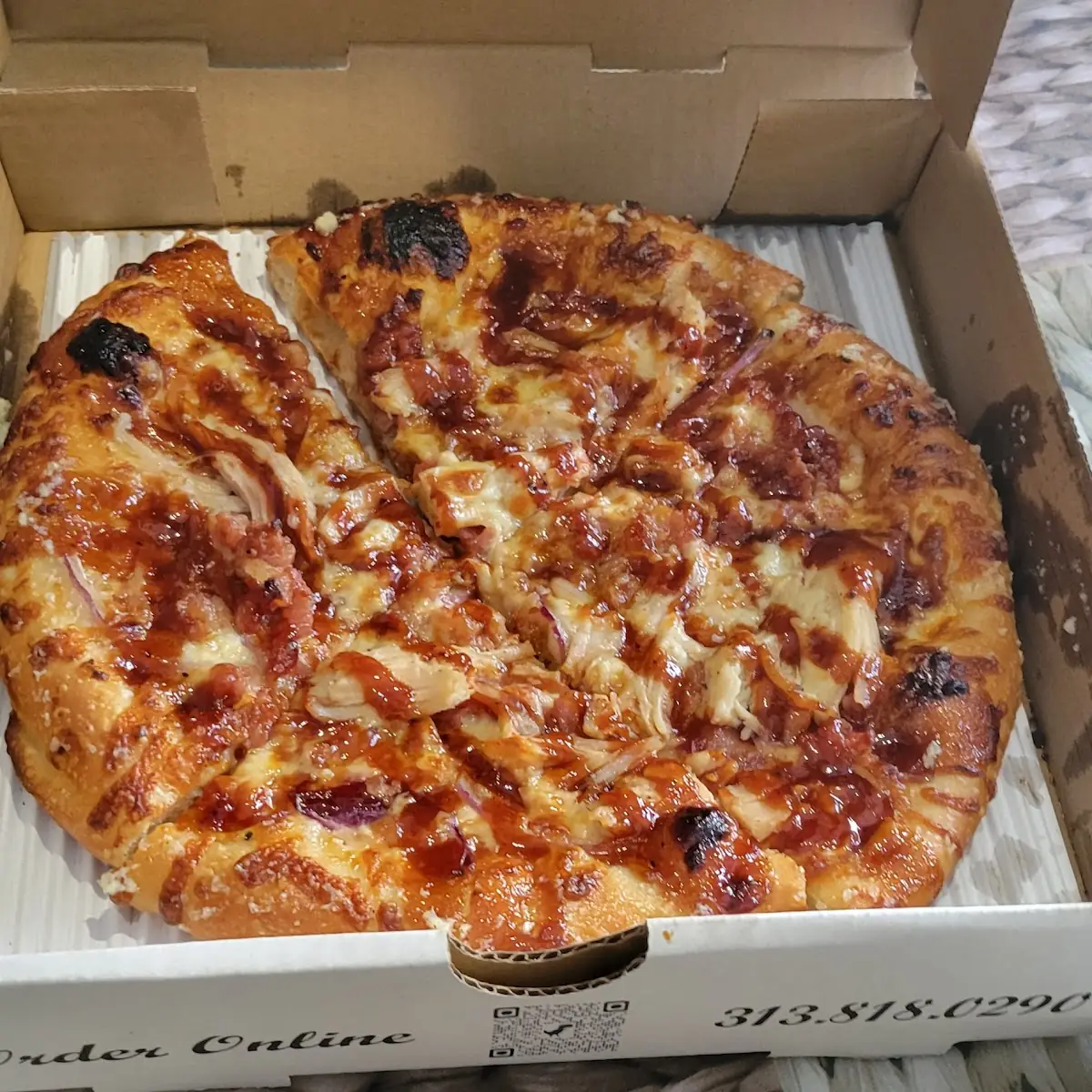 Honey Bourbon Chicken Bacon Ranch Pizza