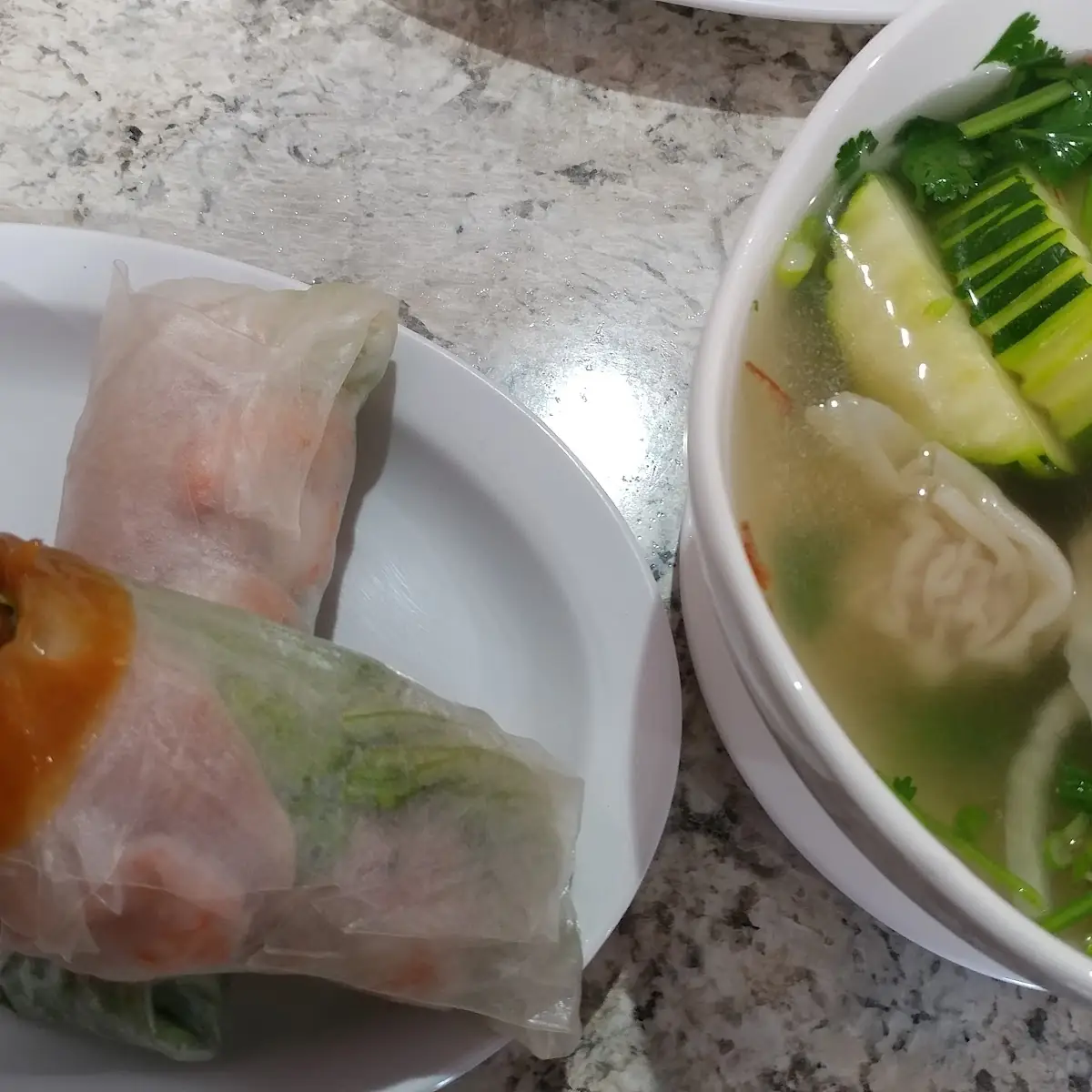 A1 Fresh Spring Rolls & A9 Wonton Soup