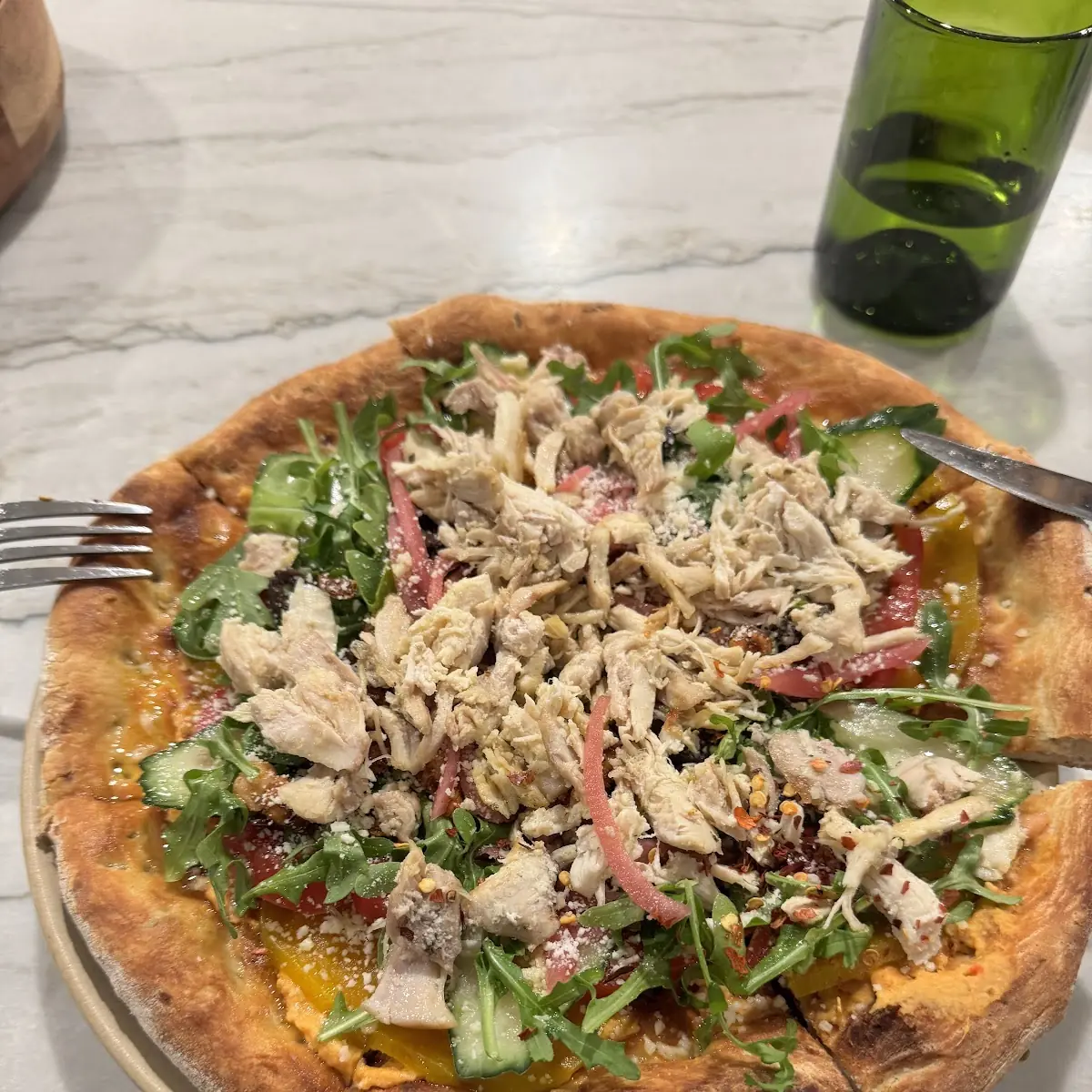Hummus Pizza with Chicken