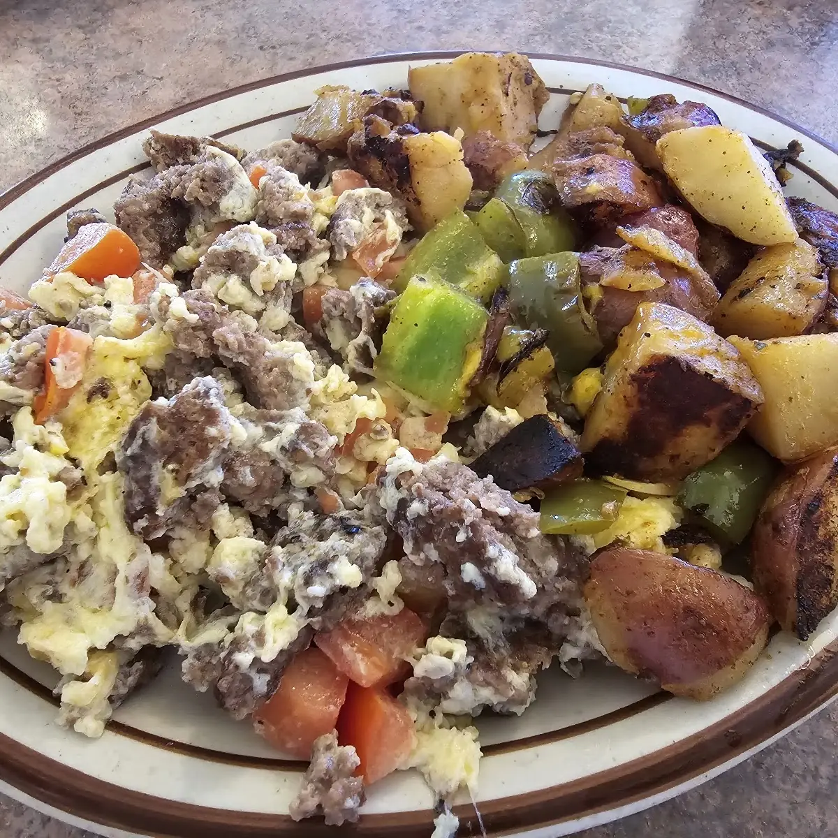 Hamburger Steak Scramble with Country Gravy