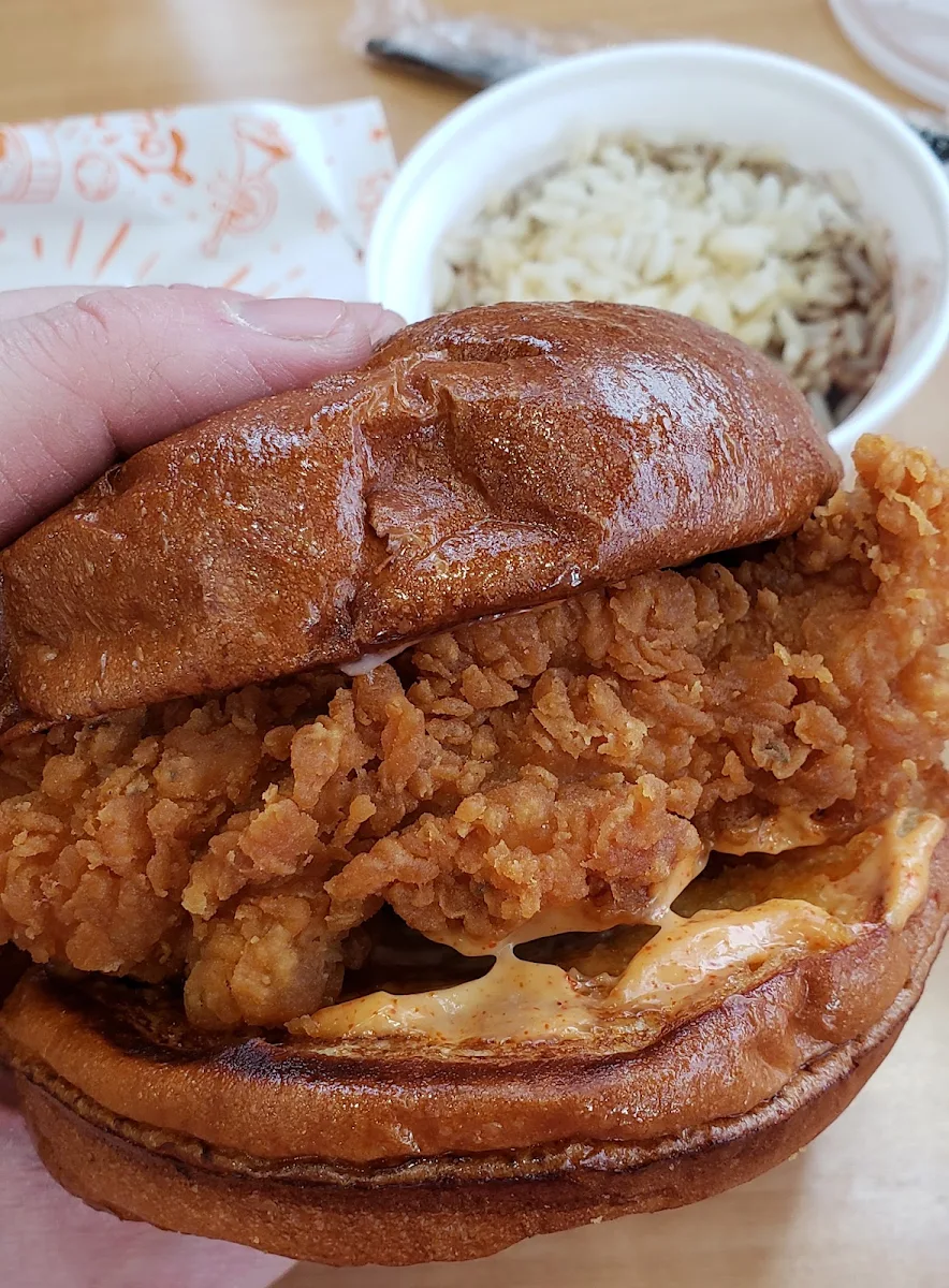 Chicken Sandwich with a Side of Beans