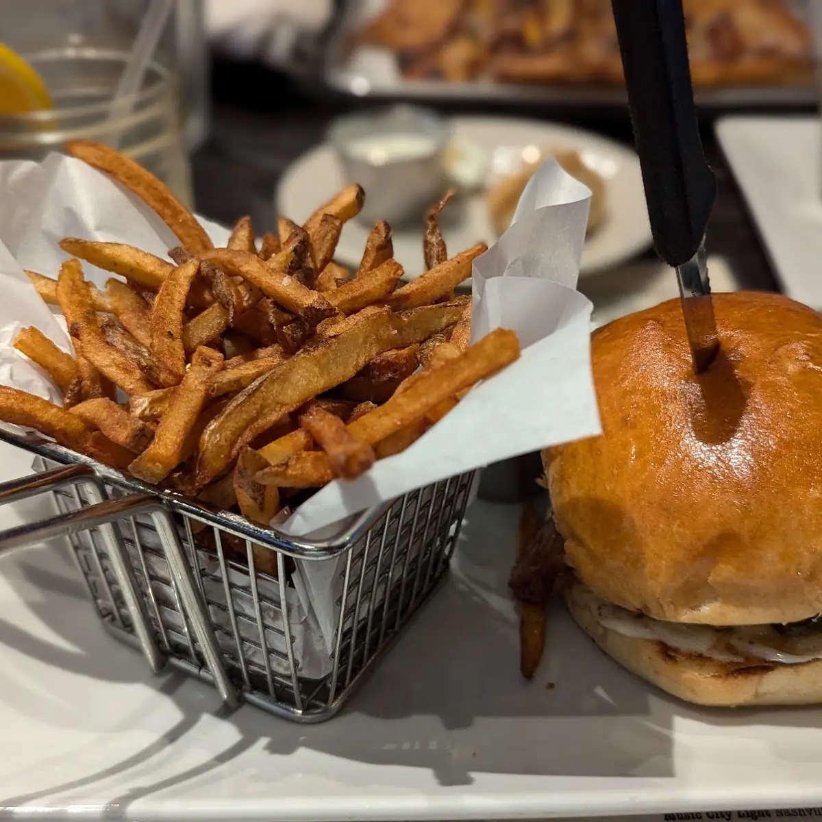 Pretzel Burger and Fries