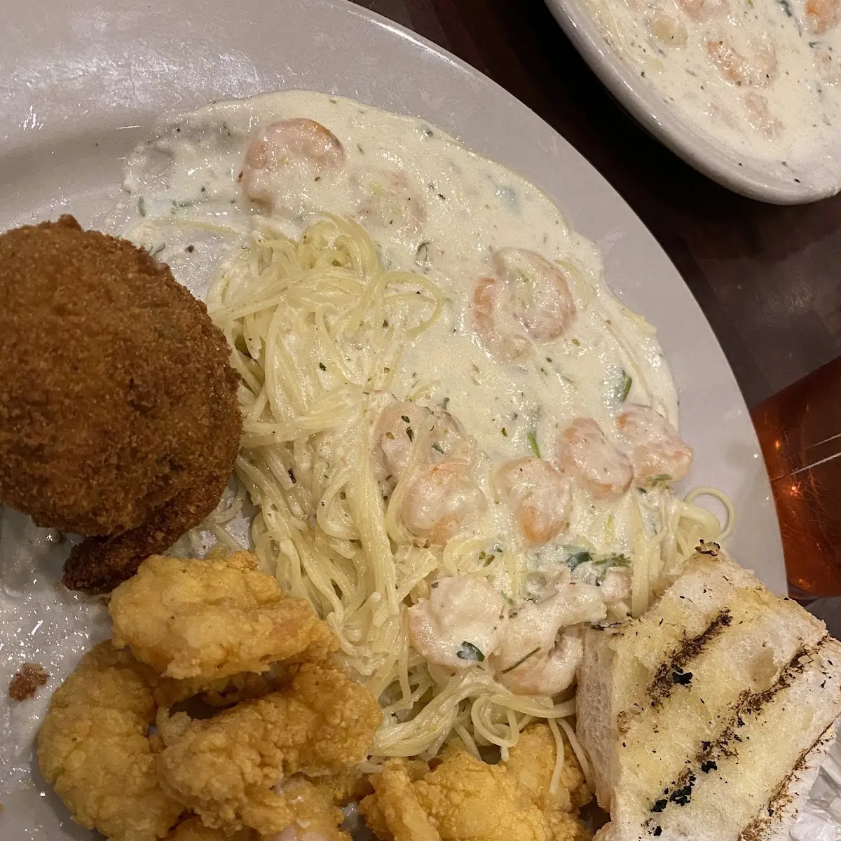 Fried Seafood Platter with Pasta