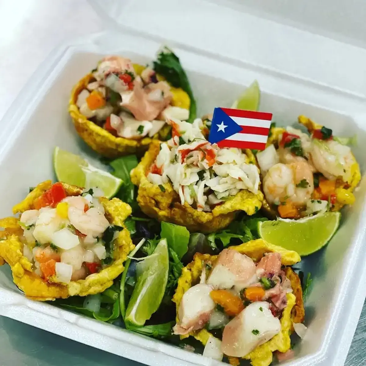 Tostones Rellenos Con Mariscos
