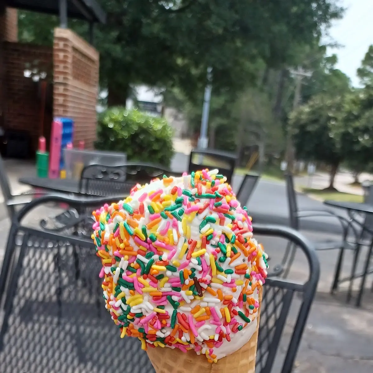 Vanilla Ice Cream Cone with Sprinkles