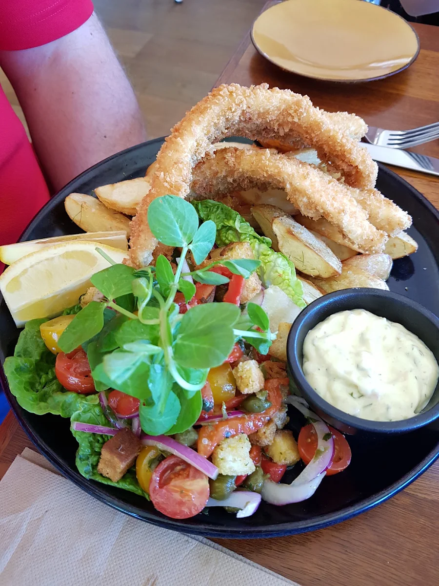 Streaky Bay Whiting with Panzanella Salad, Flying Fish