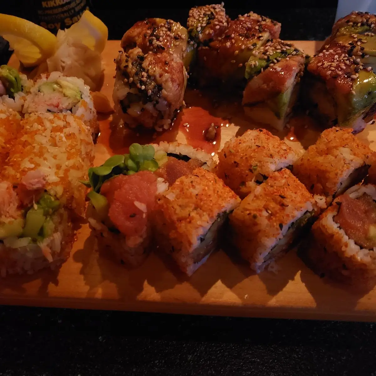 California Roll Dynamite Roll and Dragon Roll