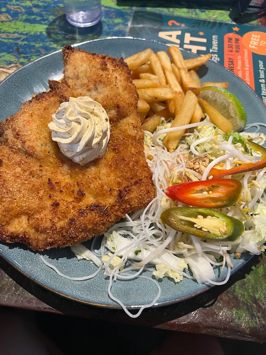 Chicken Laksa Schnitzel, Berry Springs Tavern