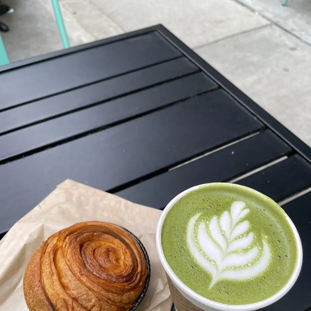 Morning Bun and Matcha Latte