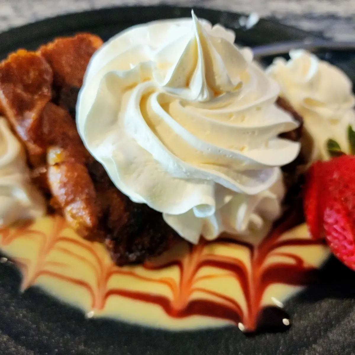 Bread Pudding with Whipped Cream