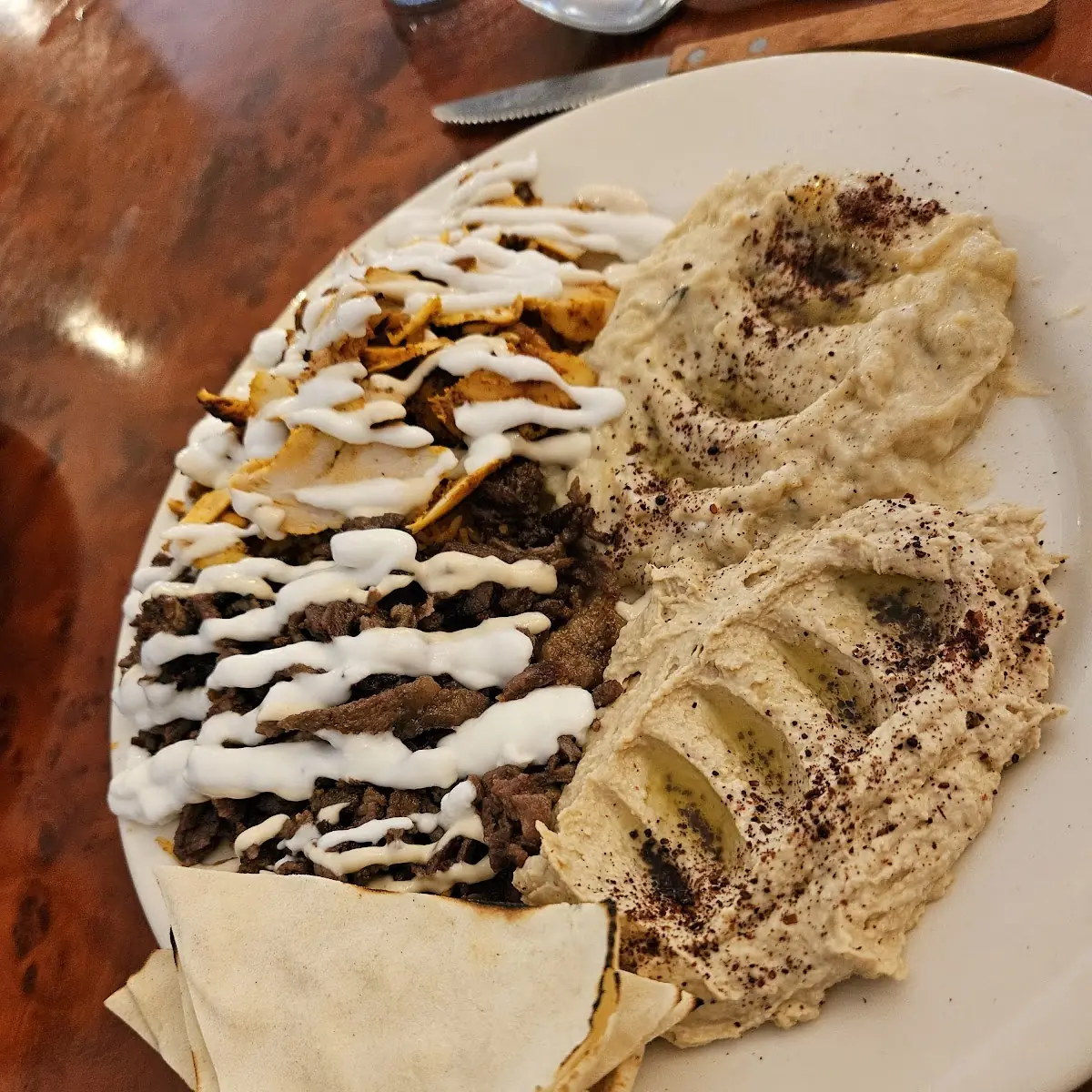 Shawarma Plate with Hummus and Salad