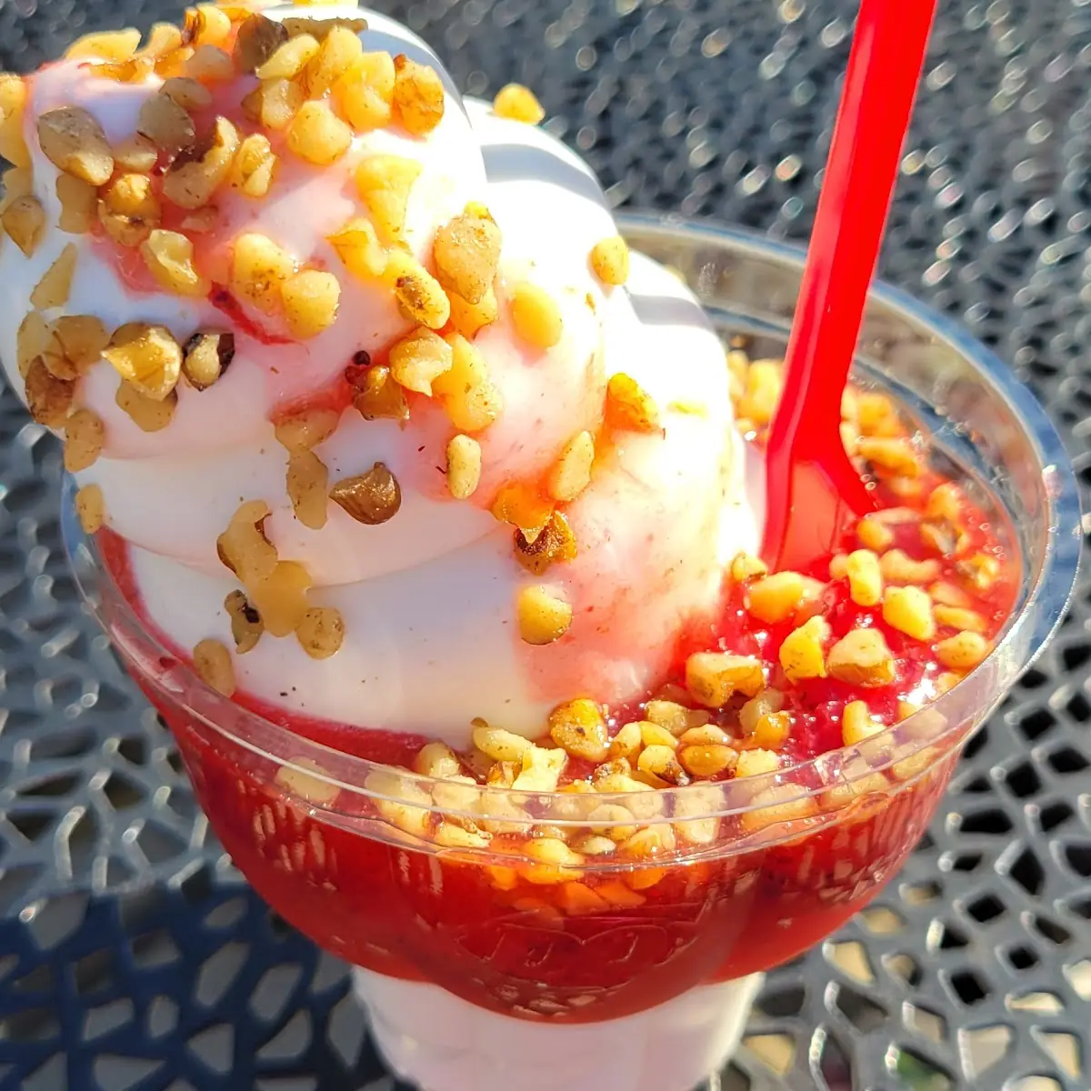 Strawberry Sundae with Walnuts