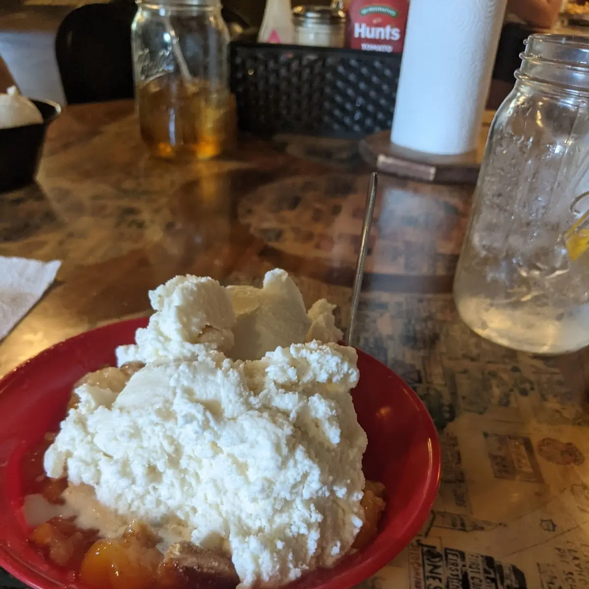 Peach Cobbler with Homemade Ice Cream