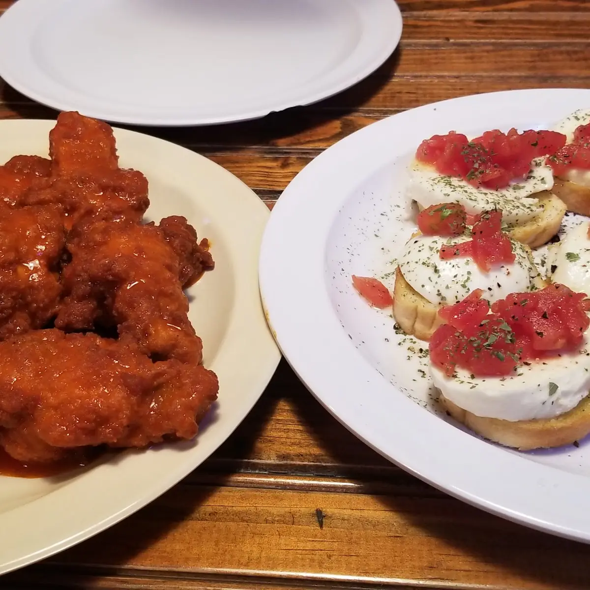 Buffalo Wings and Bruschetta Garlic Bread