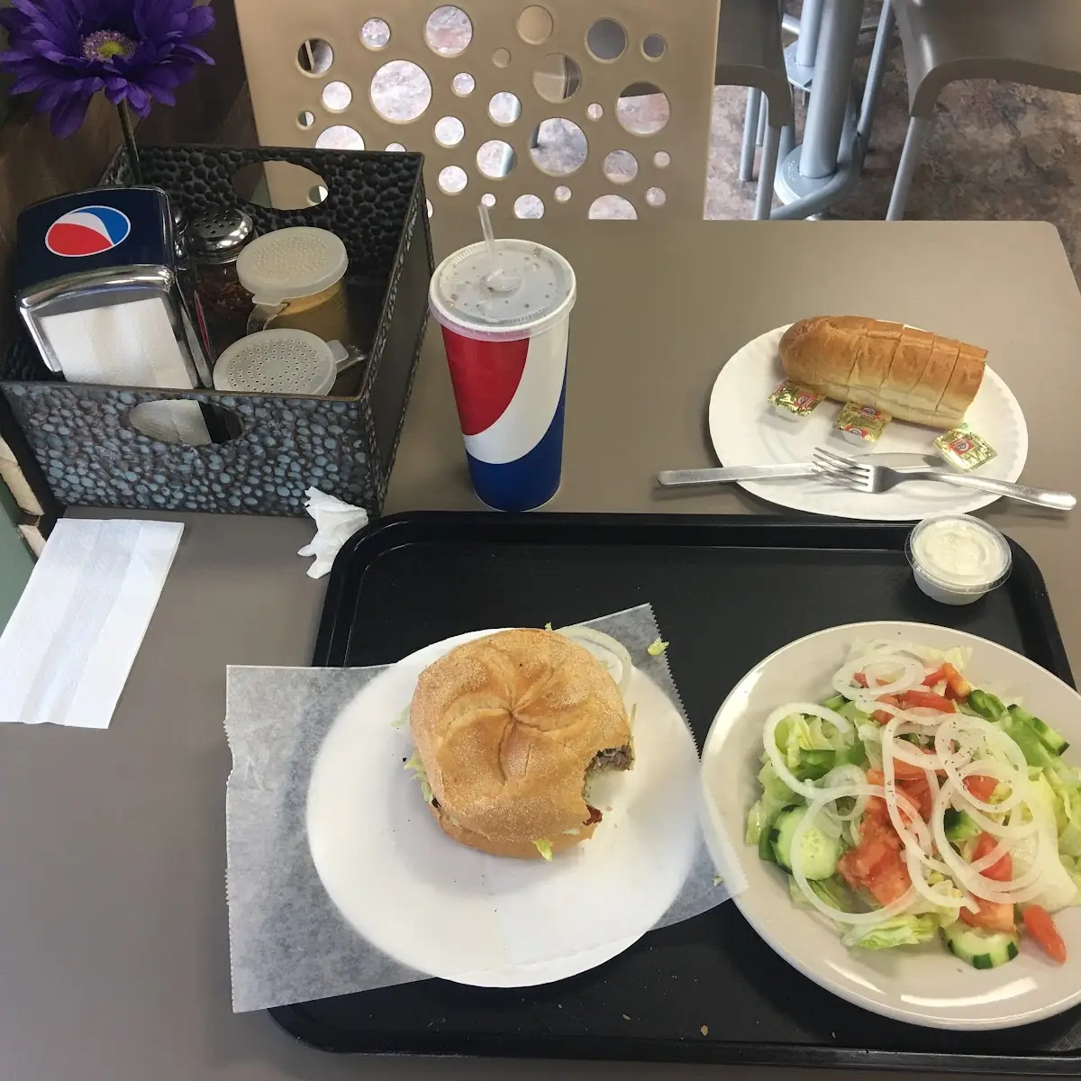 Cheeseburger and Side Salad