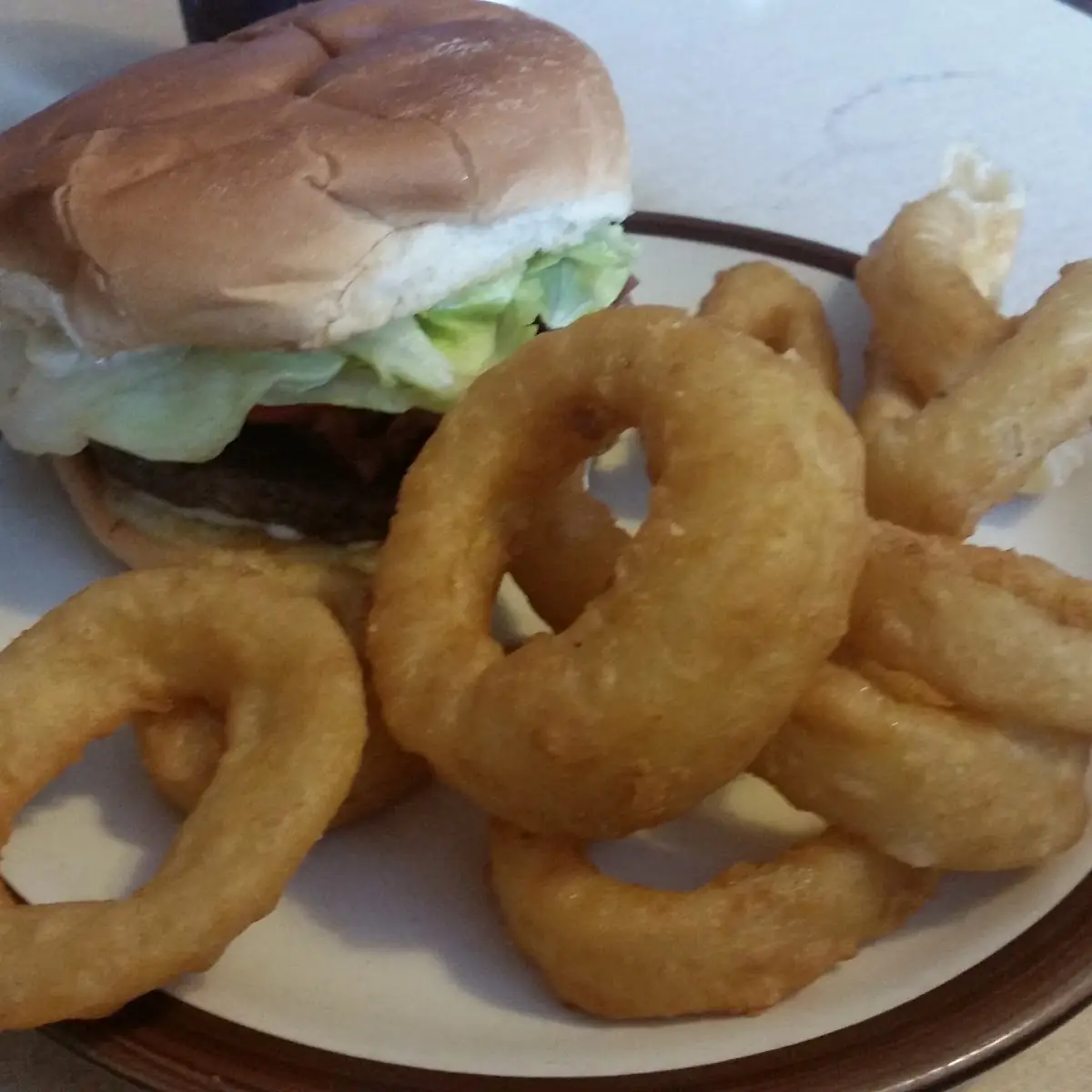 Burger with Onion Rings