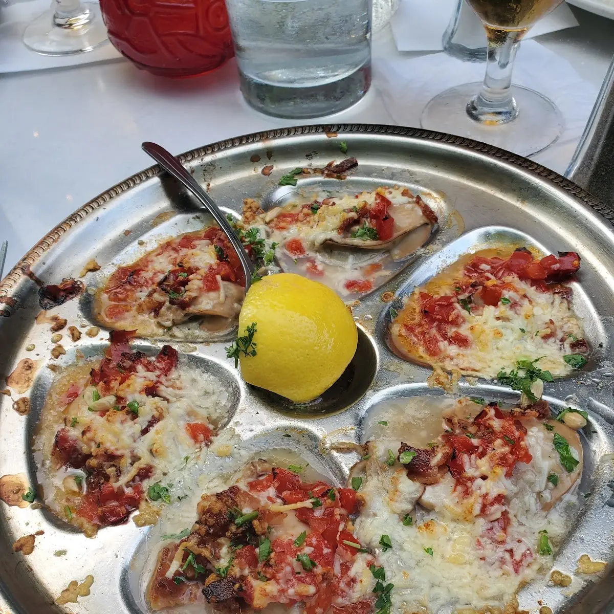 Panced Oysters and Grilled Shrimp
