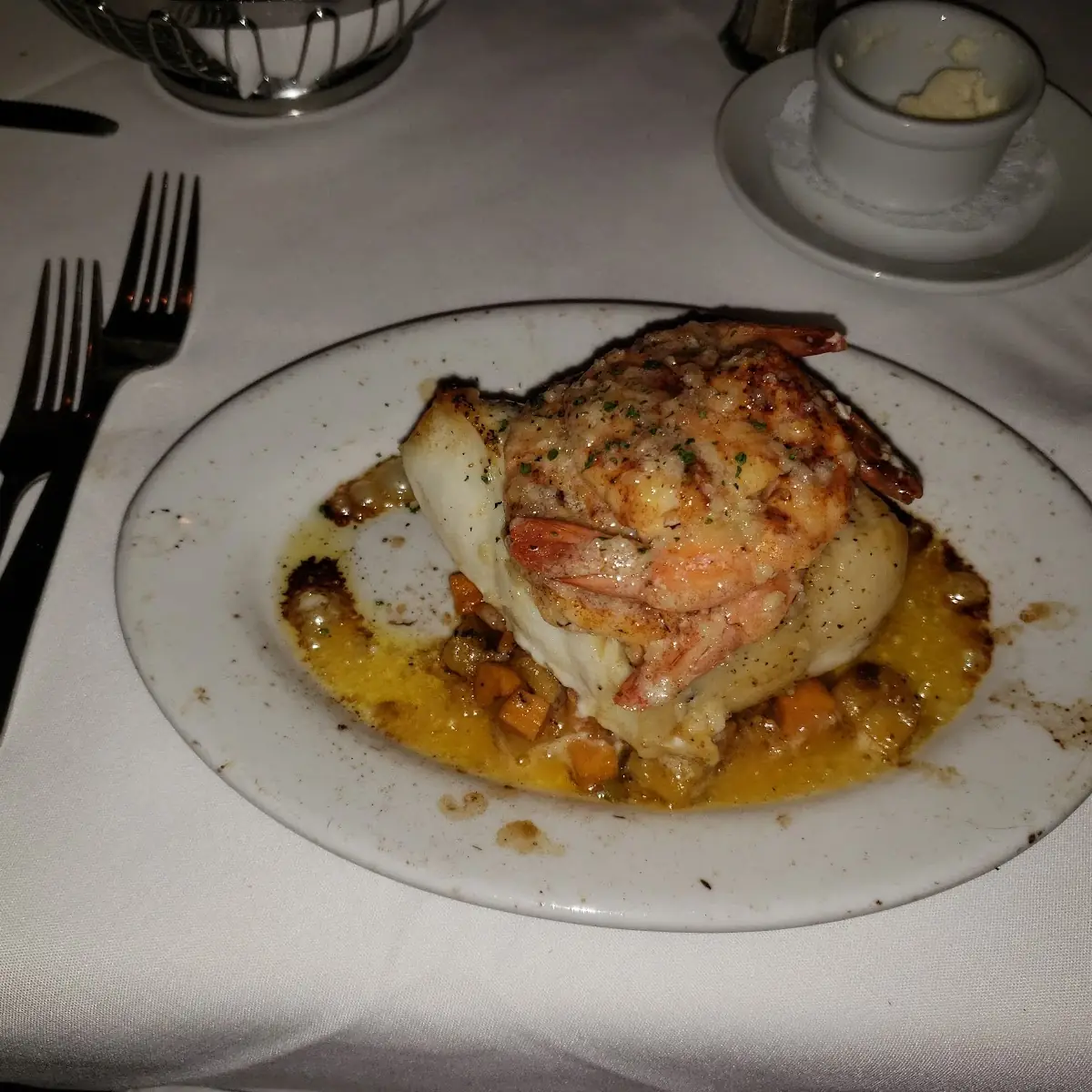 Filet with Shrimp and Mashed Potato