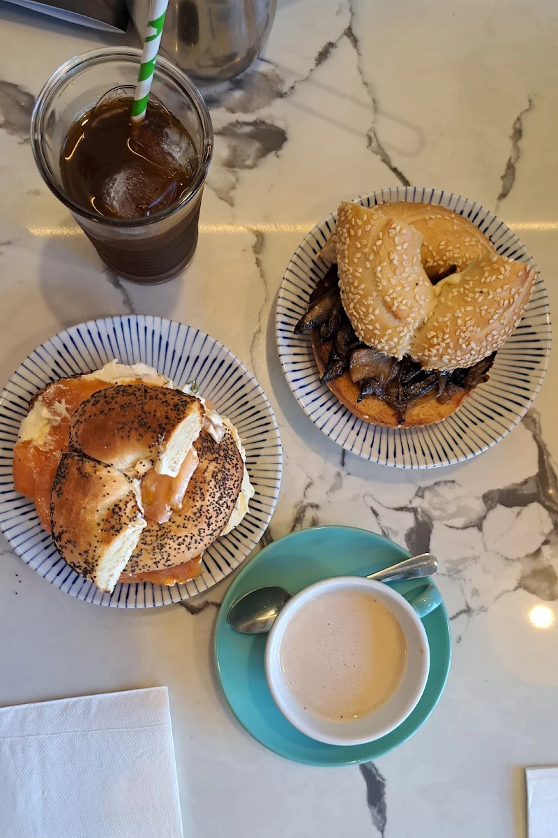 Salmon Bagel Mushroom Bagel Cold Brew and Chai, Lawson's Bagels South Yarra